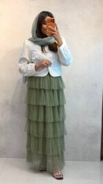 دامن طبقه ای توری - Image 2