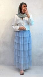 دامن طبقه ای توری - Image 4
