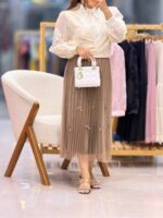 دامن تور پاپیون و مروارید🎀
