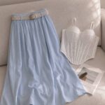 دامن ساده شیک با کمربند کنفی🎀